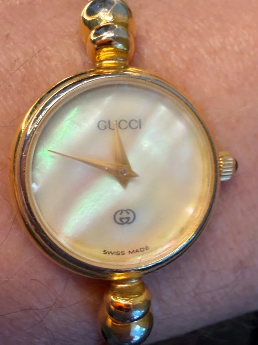 Gucci Two-Tone Cable Bangle Watch in Gold and Silver
